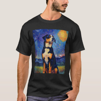Camiseta Surreal Starry Night Greater Swiss Mountain Dog