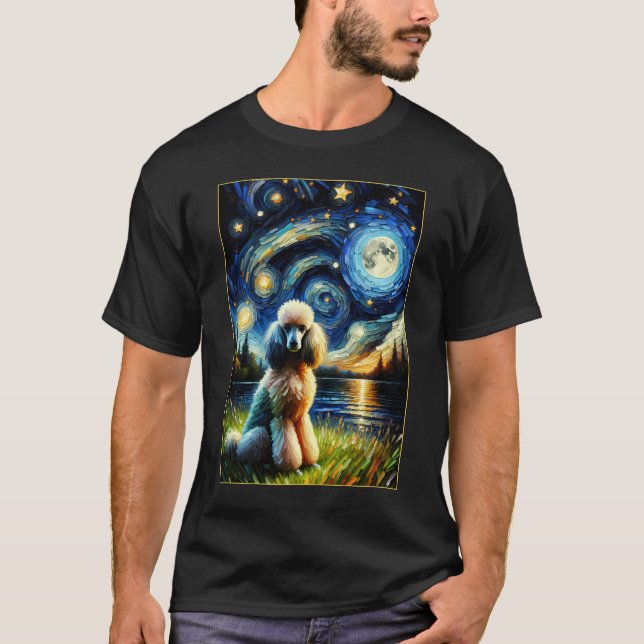 Camiseta Surreal Starry Night Poodle Dog Lover (Frente)