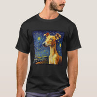 Surreal Starry Night Whippet Dog T Shirt