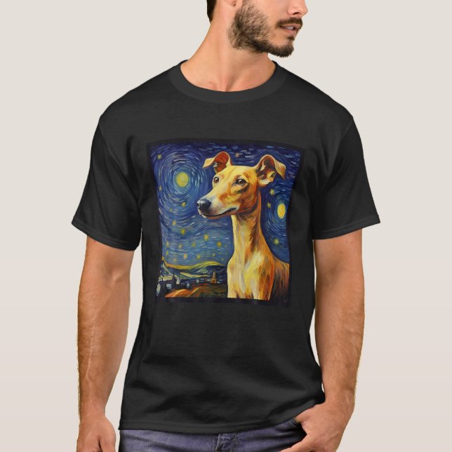 Camiseta Surreal Starry Night Whippet Dog T Shirt (Frente)