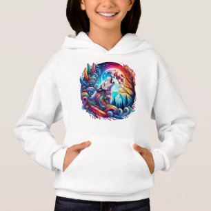 Camiseta Surreal Wolf Howling na Lua 01