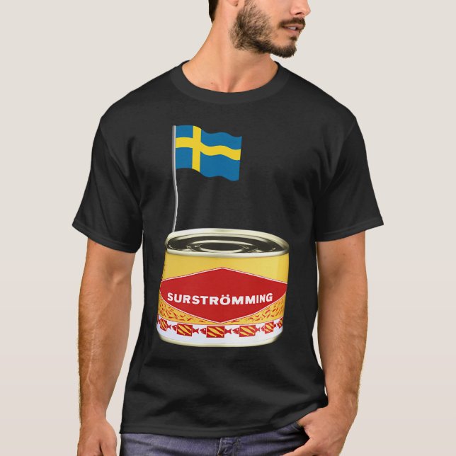 Camiseta Surstromming, comida sueca, Suécia, peixe sueco,  (Frente)