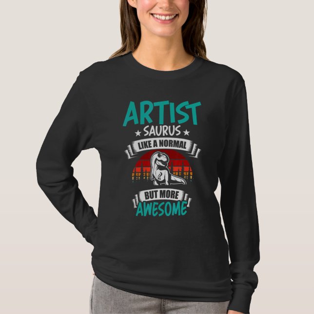Camiseta Surus Artistas Como Dinossauro Rex Normal (Frente)