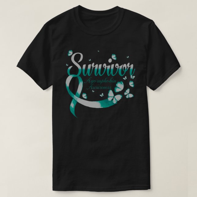 Camiseta Survivor Agoraphobia Awareness Butterfly (Frente do Design)