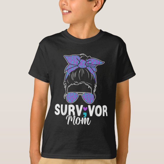 Camiseta Survivor Mom - Semicolon Suicide Prevention Awaren (Frente)
