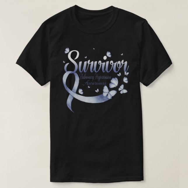 Camiseta Survivor Pulmonary Hypertension Awareness Butterfl (Frente do Design)