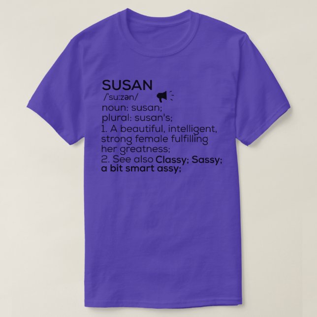 Camiseta Susan Name Definition Susan Female Name (Frente do Design)