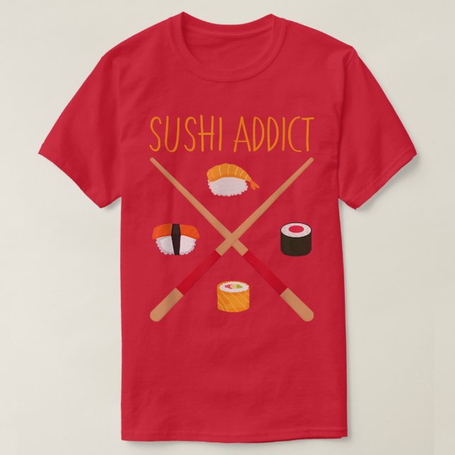 Camiseta Sushi Adita Chopstick Engraçado Comida Japonês  (Frente do Design)