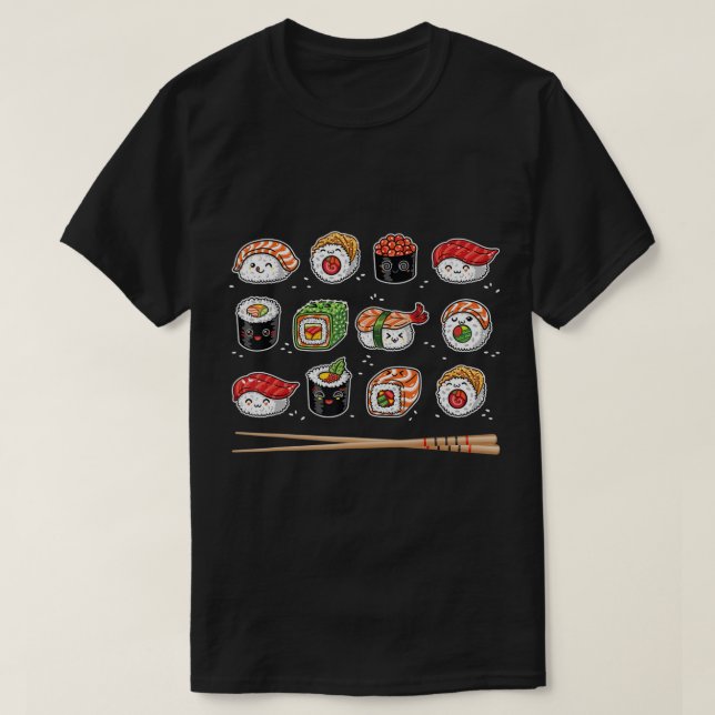 Camiseta Sushi Anime Kawaii Comida japonesa Lover Otaku Man (Frente do Design)