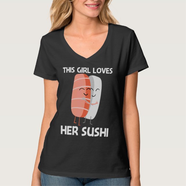 Camiseta Sushi Bonito Para Meninas Mãe Comida Japonesa De C (Frente)