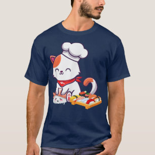 Camiseta Sushi Cat Kawaii Anime Neko Japonês Presente para 