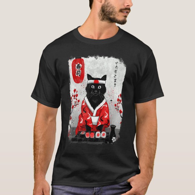 Camiseta Sushi Chef Cute Kitchen Kitty (Frente)
