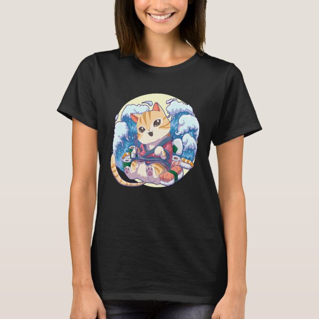 Camiseta Sushi de Gato Japonês Neko (Frente)