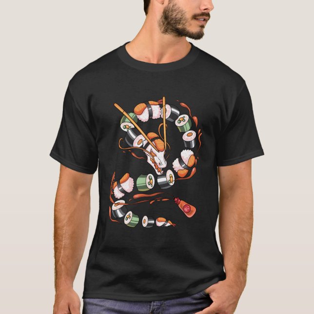 Camiseta Sushi Dragon Roll Comida japonesa Kawaii Dragon An (Frente)