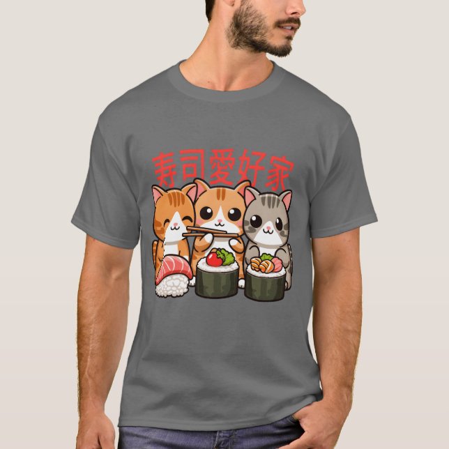 Camiseta Sushi E Cats Retro (Frente)