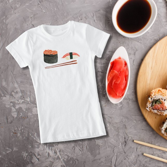 Camiseta Sushi E Chopsticks De Aquarelas (Criador carregado)
