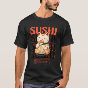 Camiseta Sushi Gato Kawaii Neko Chibi Comida Anime Japonesa