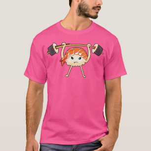 Camiseta Sushi Gym Levantando Pesos Funny Kawaii Treinament