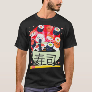 Camiseta Sushi Kawaii - Comida japonesa e japonesa - manga 