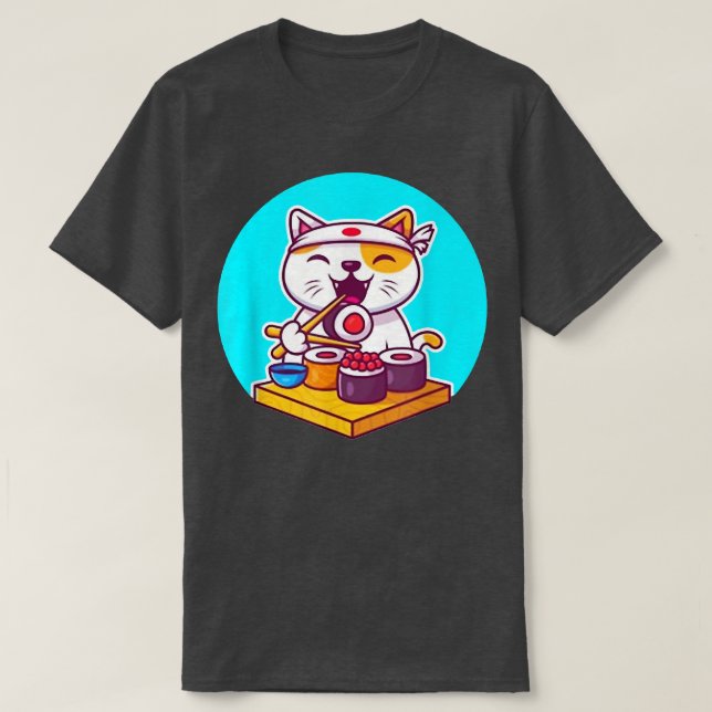 Camiseta Sushi Kawaii, Pai de Gato e Lover Japonês Mãe, Rap (Frente do Design)