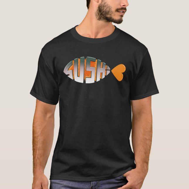 Camiseta Sushi Love Religious Fish Inspired Typography Salm (Frente)