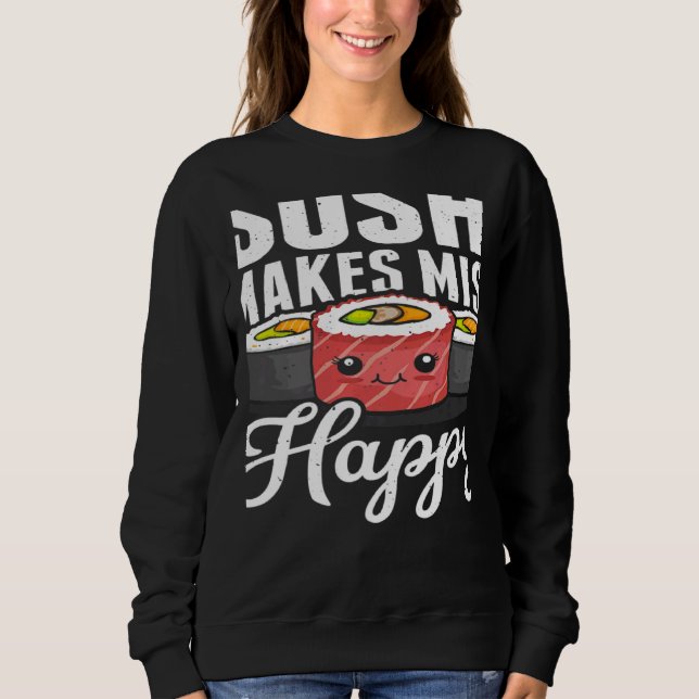 Camiseta Sushi Makes Miso Happy Japanese Food Japan Sushi   (Frente)
