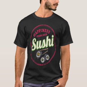 Camiseta Sushi Maki Retro Hoso Maki Vintage Gourmet Japão S