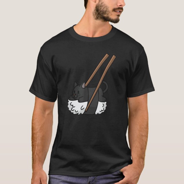 Camiseta Sushi Nigiri Black Cat Pet (Frente)