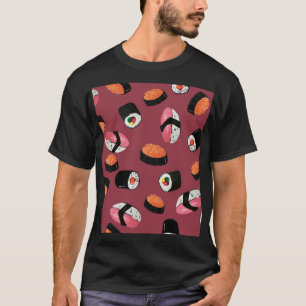 Camiseta Sushi Onigiri Rolls: Ilustração Sem Costura