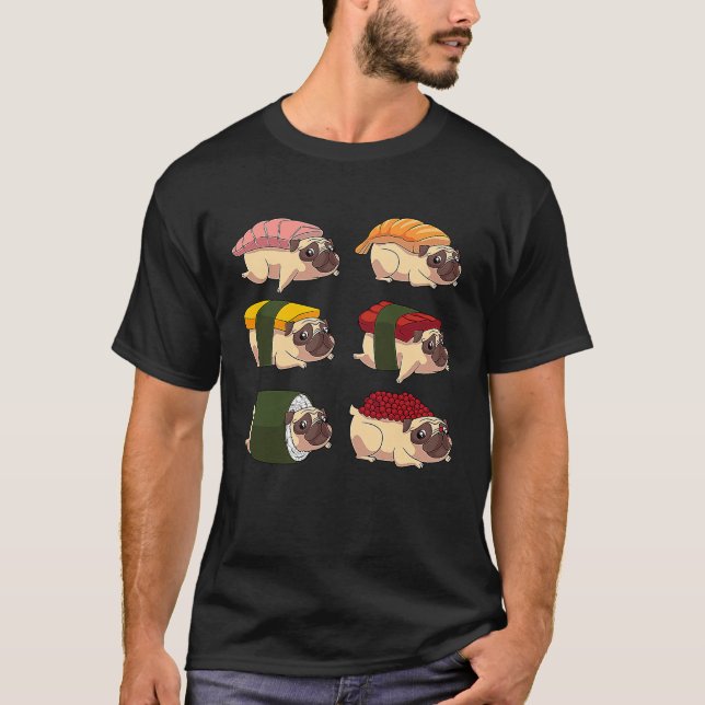 Camiseta Sushi Pug Men Legal Sushi Pet Foodie (Frente)