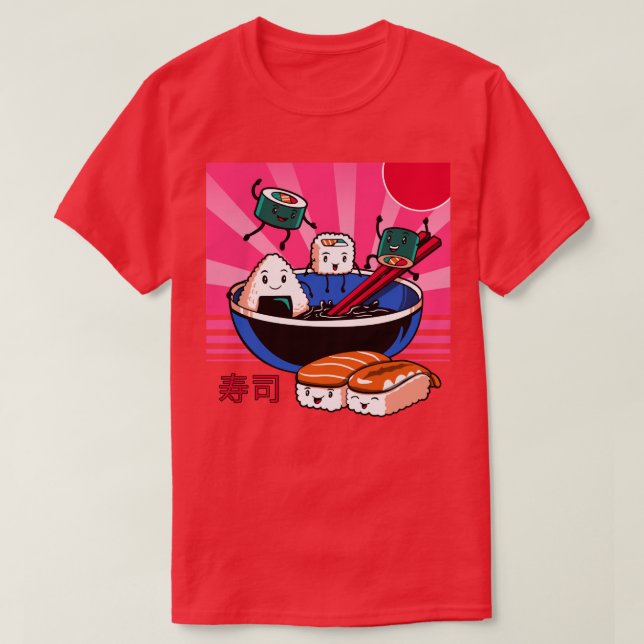 Camiseta Sushi Retro Fun (Frente do Design)