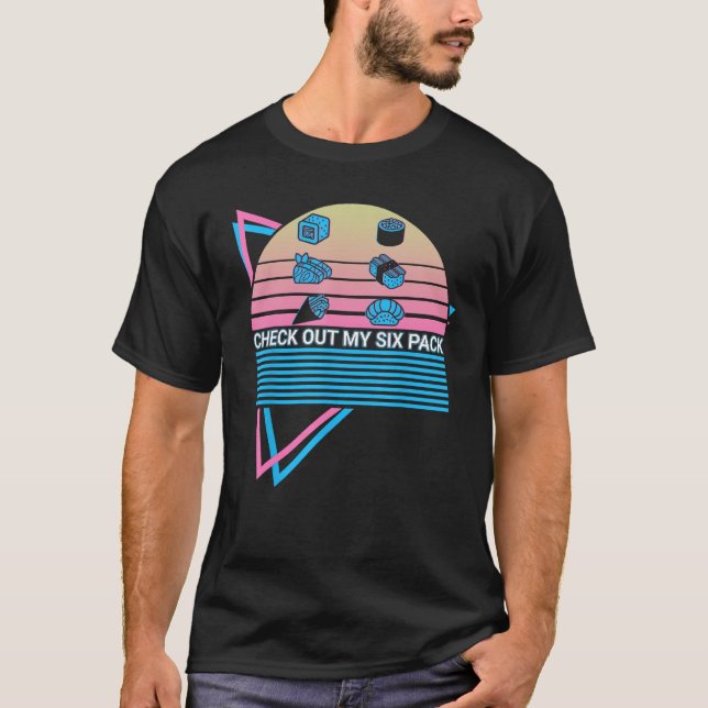 Camiseta Sushi Roll Comida Japonês Retro Check My Seis Pa (Frente)