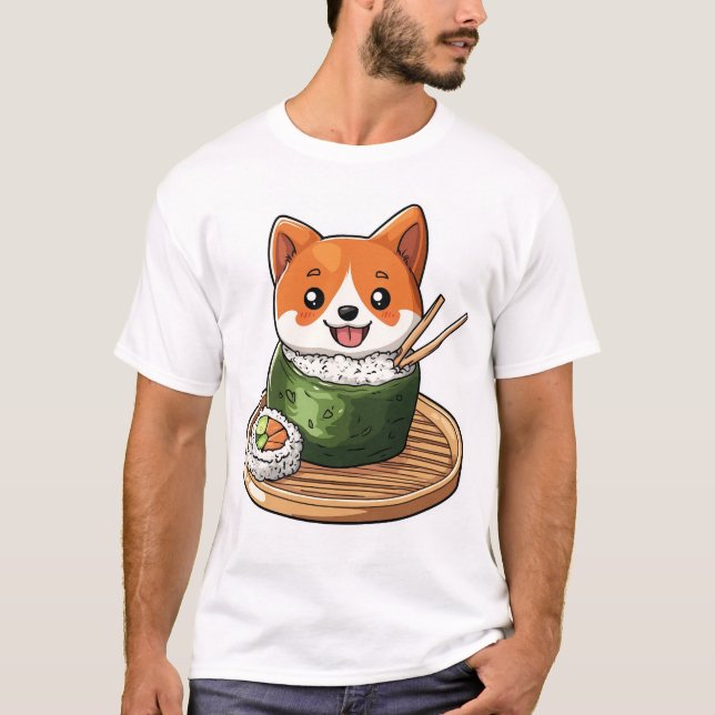 Camiseta Sushi Shiba � Cachorro Comida Divertida (Frente)