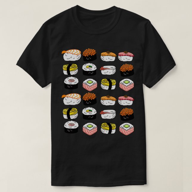 Camiseta Sushi - Vários Padrões do Amor à Comida de Comida  (Frente do Design)