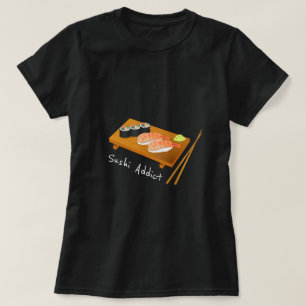 Camiseta Sushi viciado slogan bonitinho comida japonesa