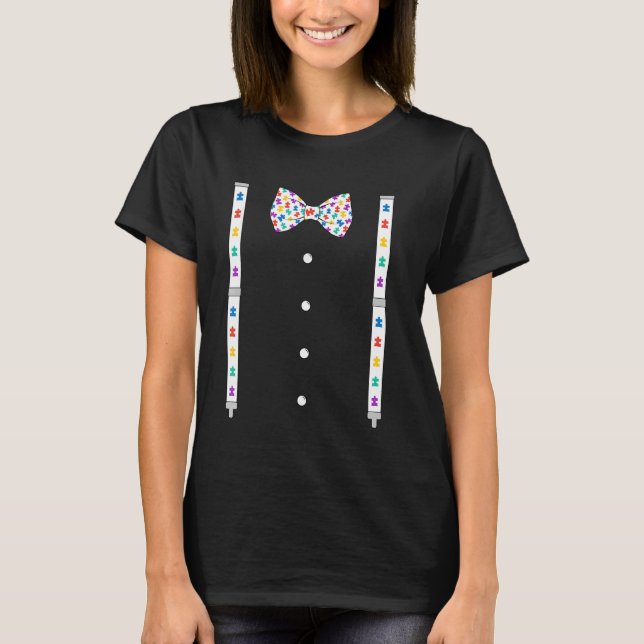 Camiseta Suspensórios de Gravata Borboleta Peça de Quebra-C (Frente)
