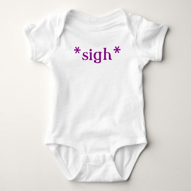 Camiseta Suspiro: bodysuit do bebê (texto roxo) (Frente)