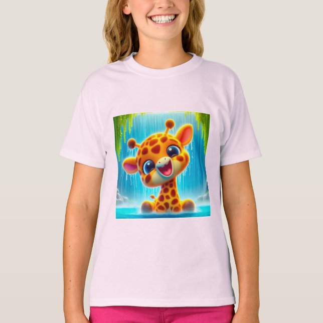 Camiseta Süsse Giraffe am Wasserfall (Frente)