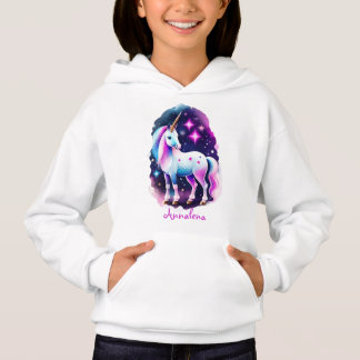 Camiseta süßes Einhorn vor einem funkelnden Sternenhimmel