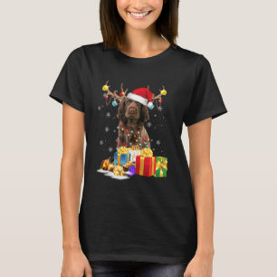 Camiseta Sussex Spaniel Dog Reindeer Santa Hat Cães Pijamas