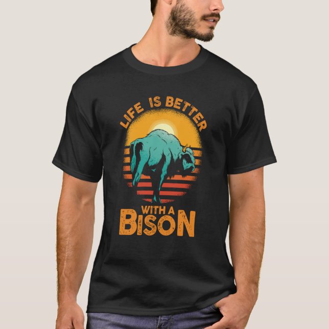 Camiseta Sussurrador de Búfalos Vaca Fofa Com Um Bisão (Frente)