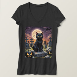 Camiseta Sussurros da Hora das Bruxas - Gato Negro