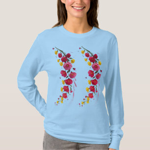 Camiseta Sussurros de Jardim Noturno de Pétalas em Flor