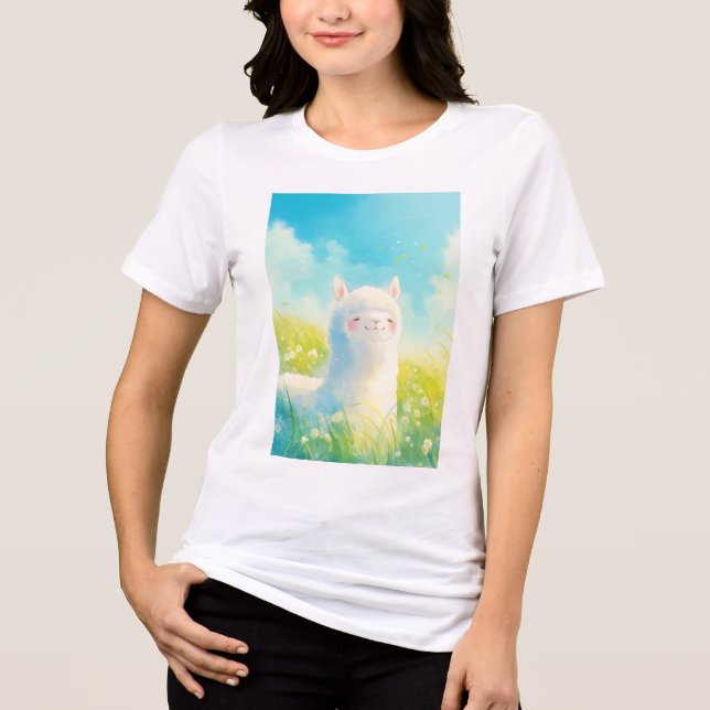 Camiseta Sussurros de Primavera com uma Alpaca (Frente)