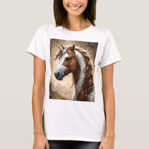 Camiseta Sussurros Do Unicórnio Da Fantasia Marrom E Branca