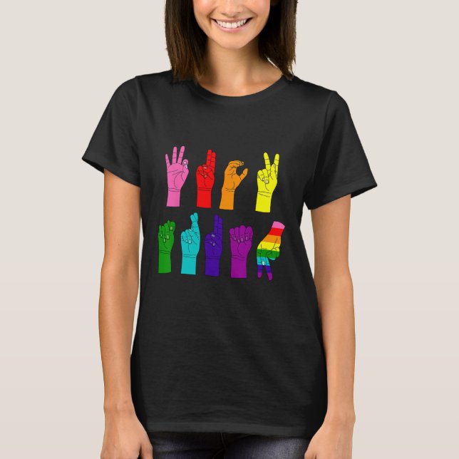 Camiseta Sutil Idioma de Sinal Anti-Trump Lgbtq+ Resist (Frente)