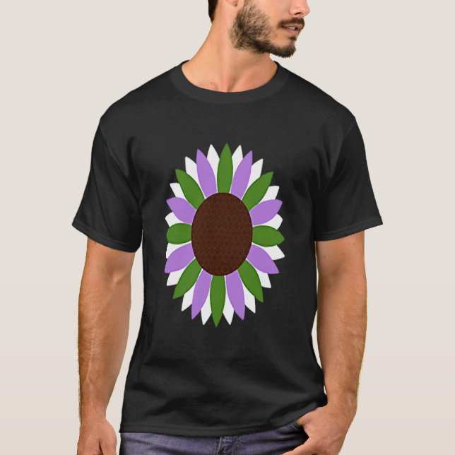 Camiseta Sutil Sunflower Genderqueer Pride Mês Queer Fla (Frente)