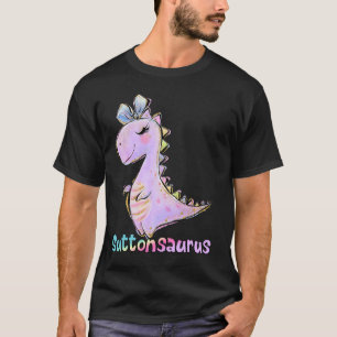 Camiseta Sutton Name Shirt Girl Dinossaur Festa de aniversá