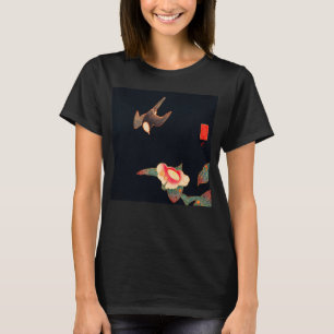 Camiseta Swallow and Camellia Flower Vintage Bird Japonês 