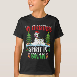 Camiseta Swan Vestindo Santa Hat Xmas - O Espírito de Natal